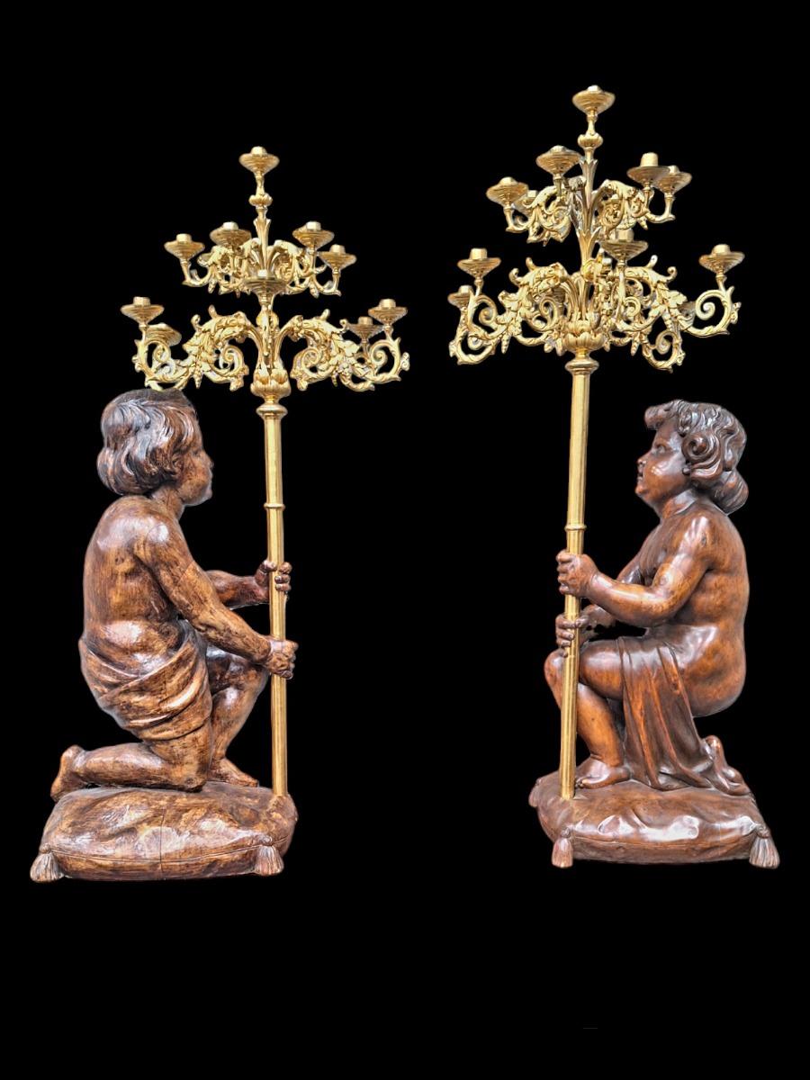 2 wallnut candleholders