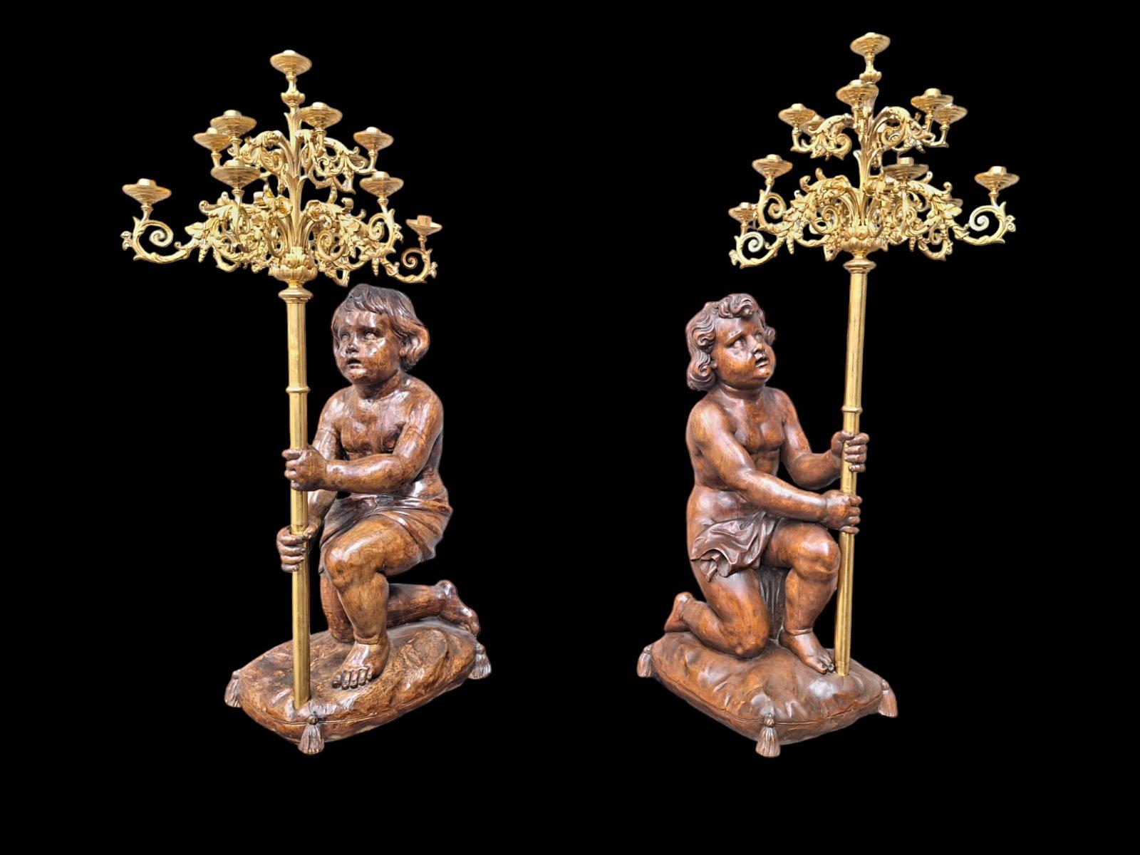 2 wallnut candleholders