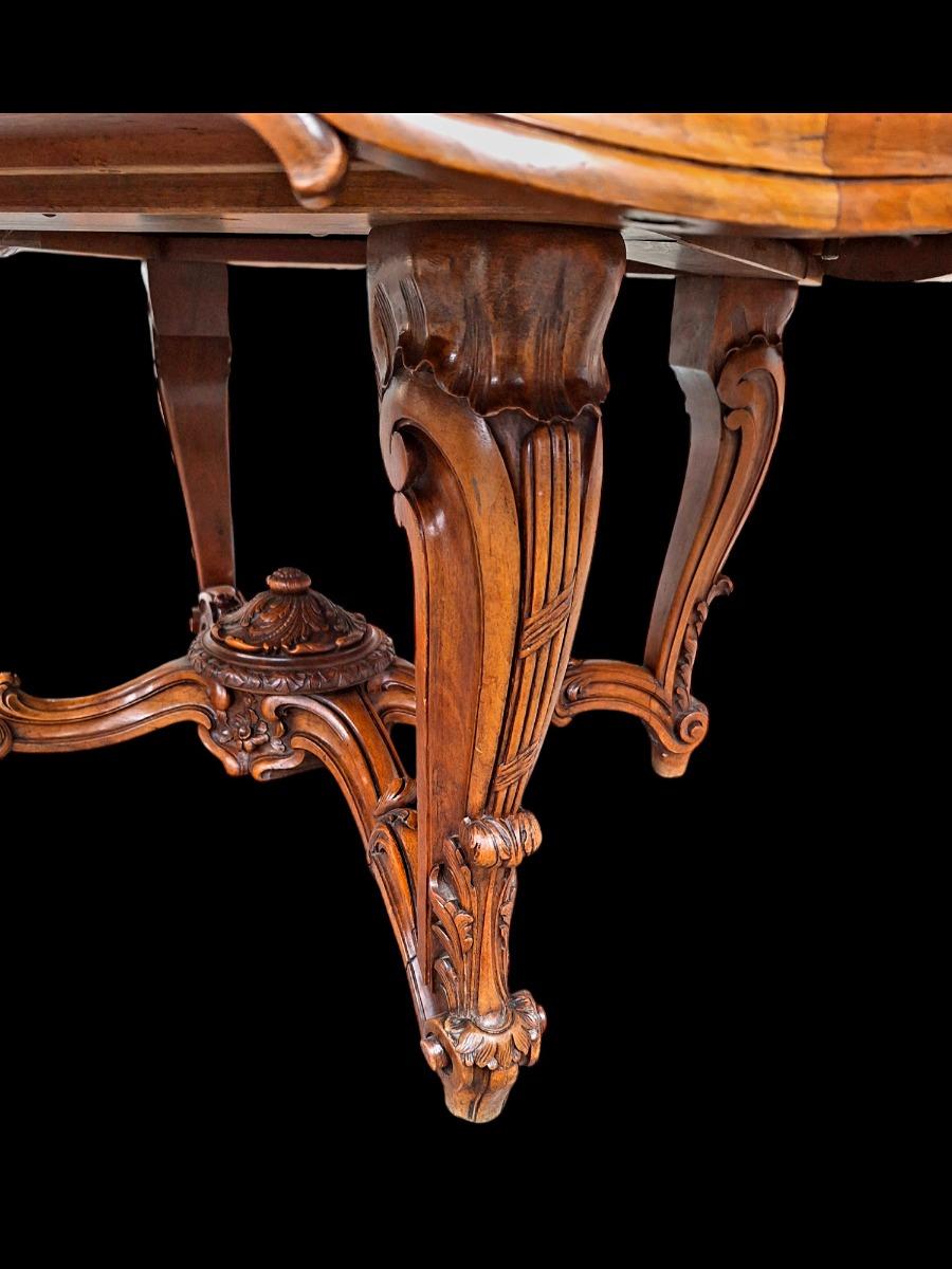 9-piece walnut dining suite in Louis XV style.