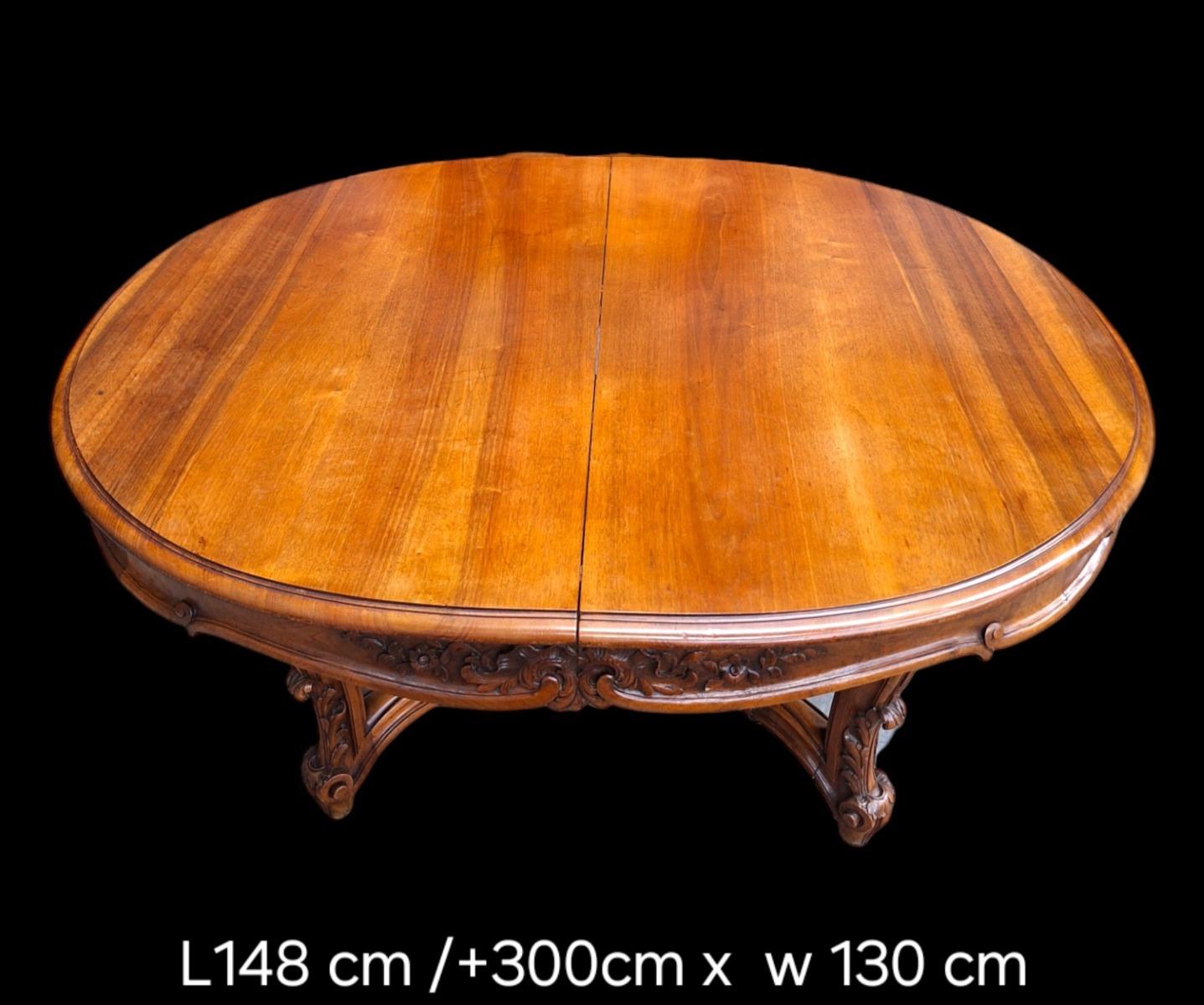 9-piece walnut dining suite in Louis XV style.