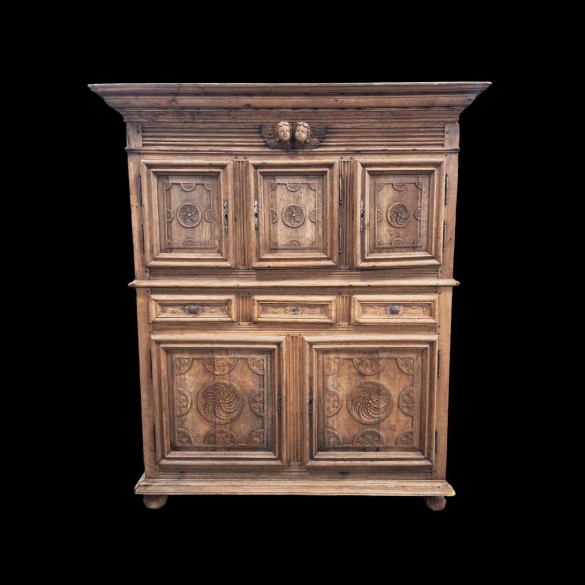 A 17th century massive oak cupboard.