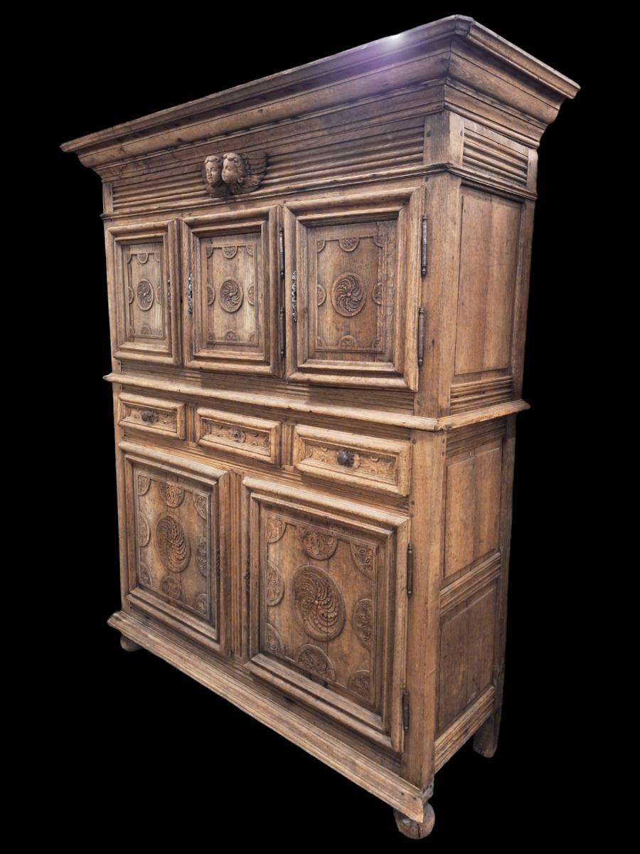 A 17th century massive oak cupboard.