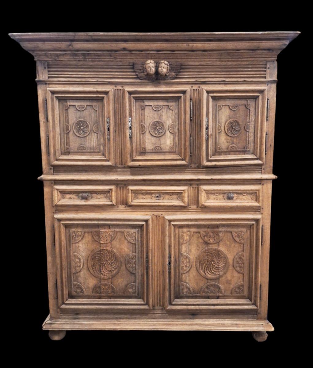 A 17th century massive oak cupboard.