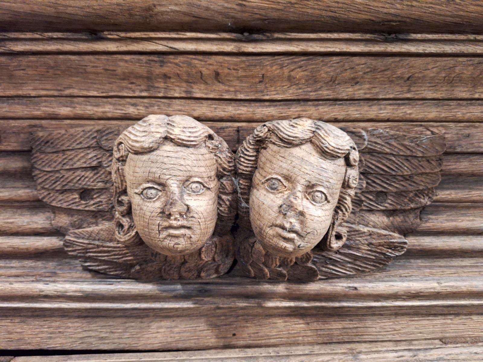 A 17th century massive oak cupboard.