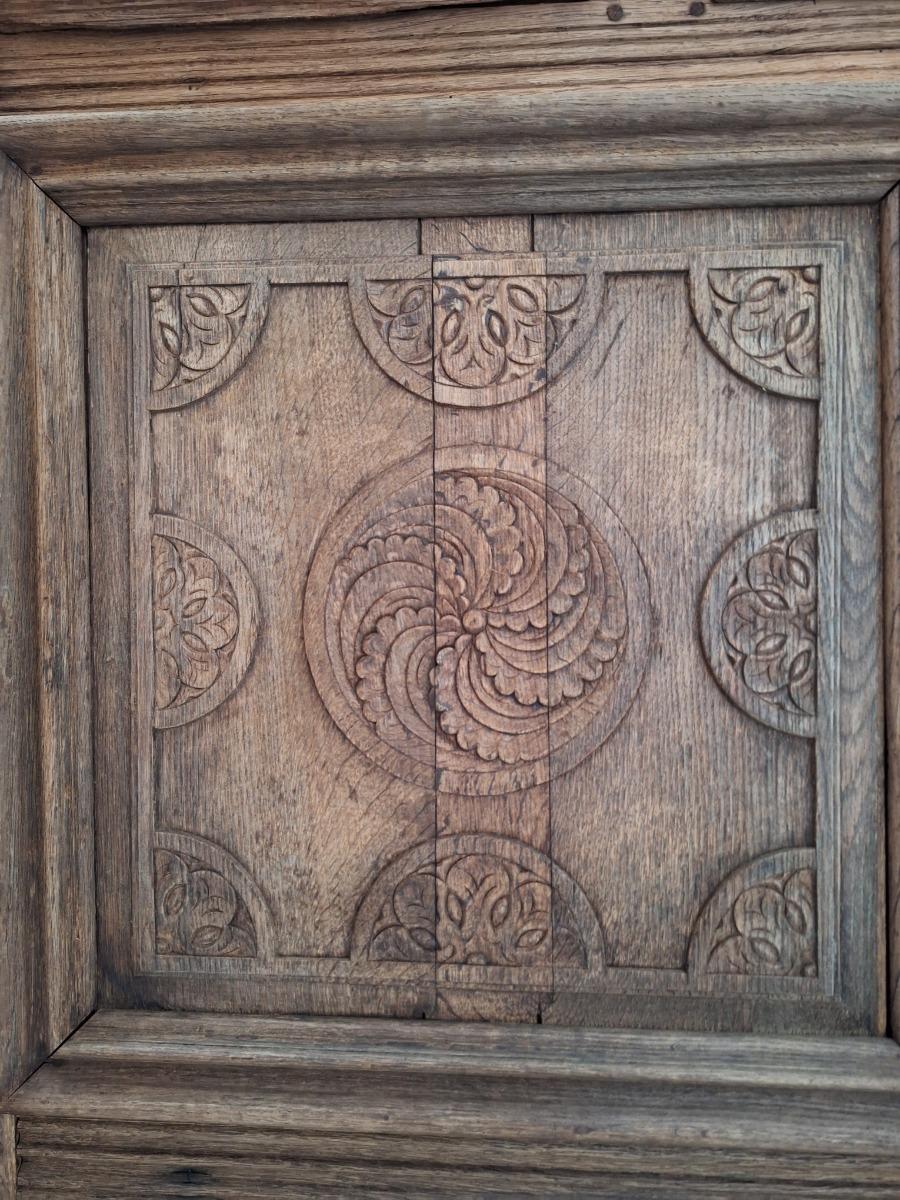 A 17th century massive oak cupboard.