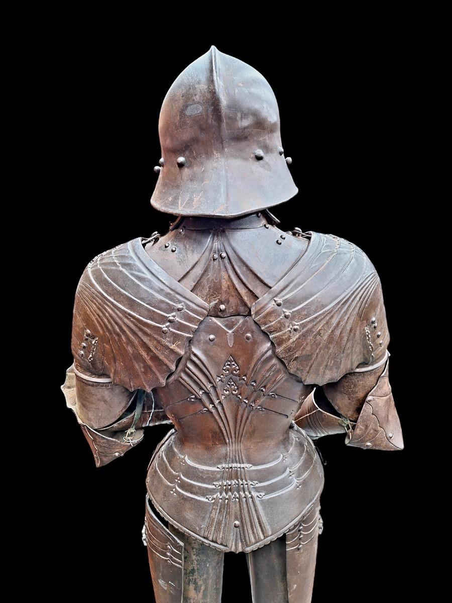 A cast iron gothic style full-size armour.