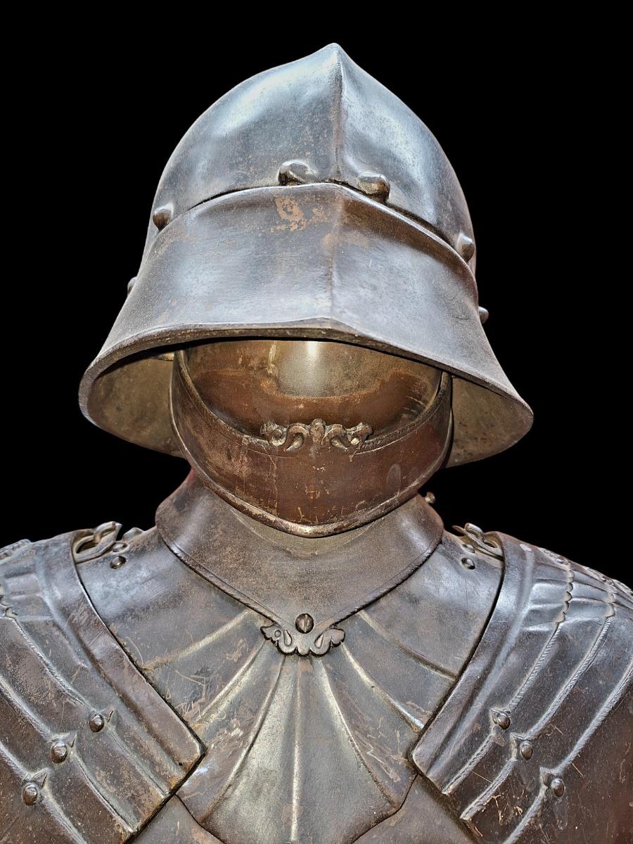 A cast iron gothic style full-size armour.