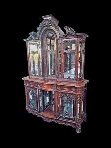 A hardwood Louis XV style display cabinet