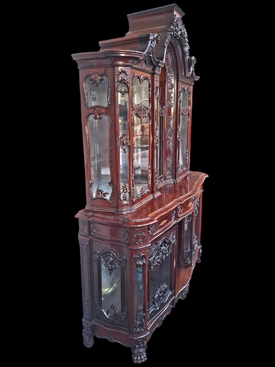 A hardwood Louis XV style display cabinet