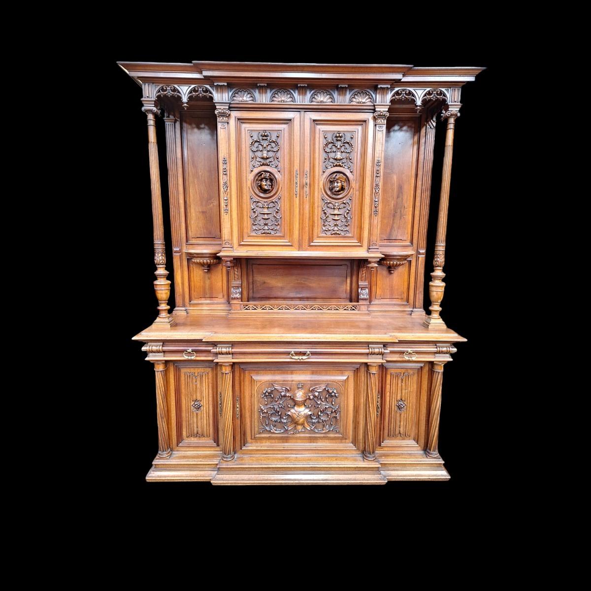 A High quality Renaissance style walnut cabinet.