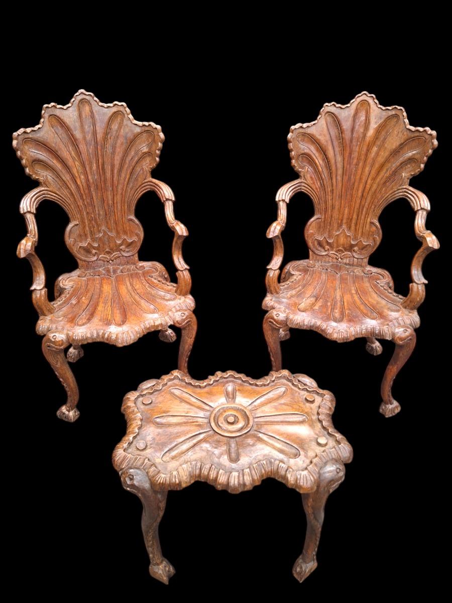 A nice Venetian style Suite of Grotto Furniture