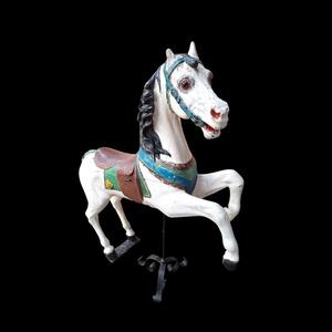 A Rearing horse in wood and polychromed for carousel by Gustave Bayol ateliers.