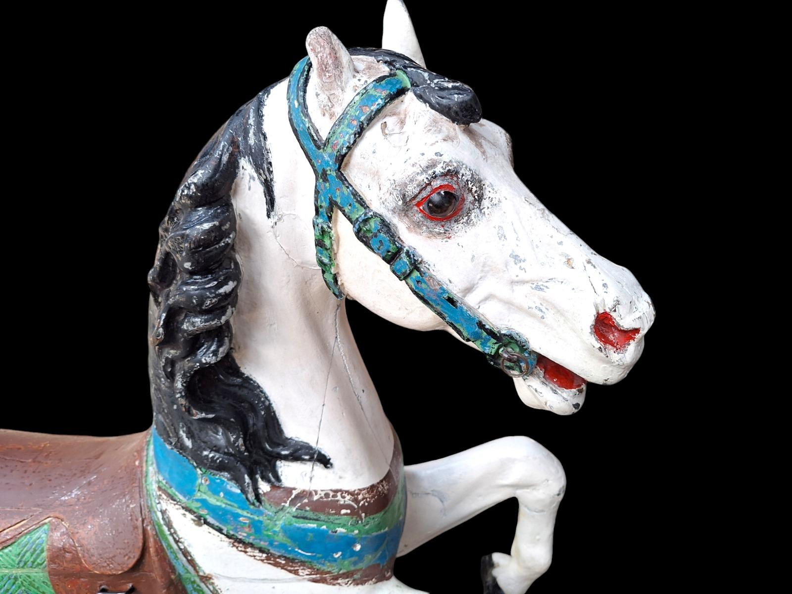 A Rearing horse in wood and polychromed for carousel by Gustave Bayol ateliers.