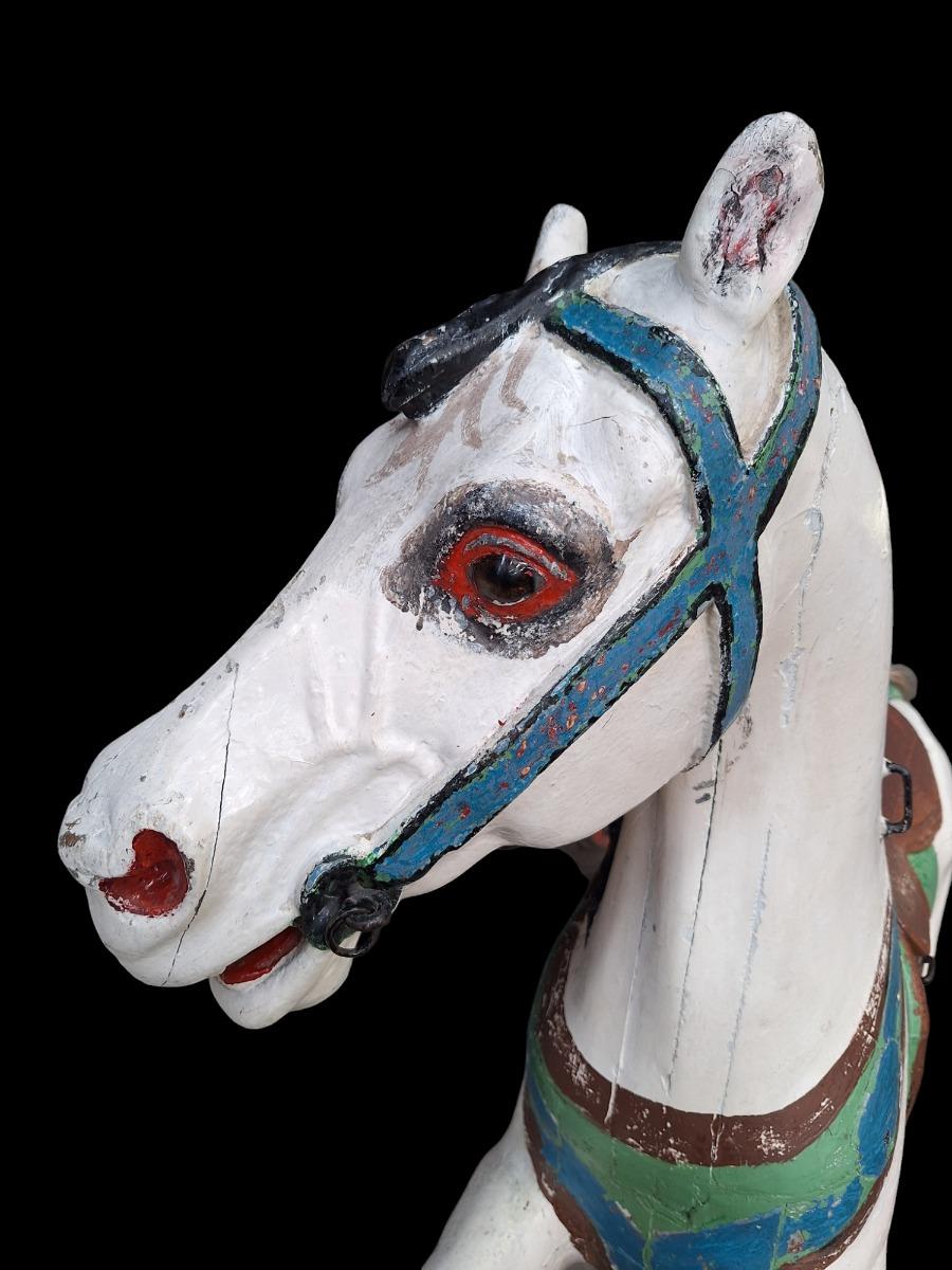 A Rearing horse in wood and polychromed for carousel by Gustave Bayol ateliers.