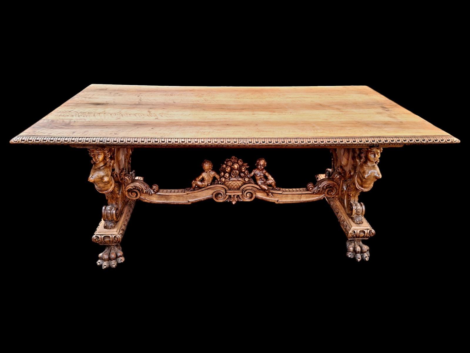 A Renaissance style walnut table.