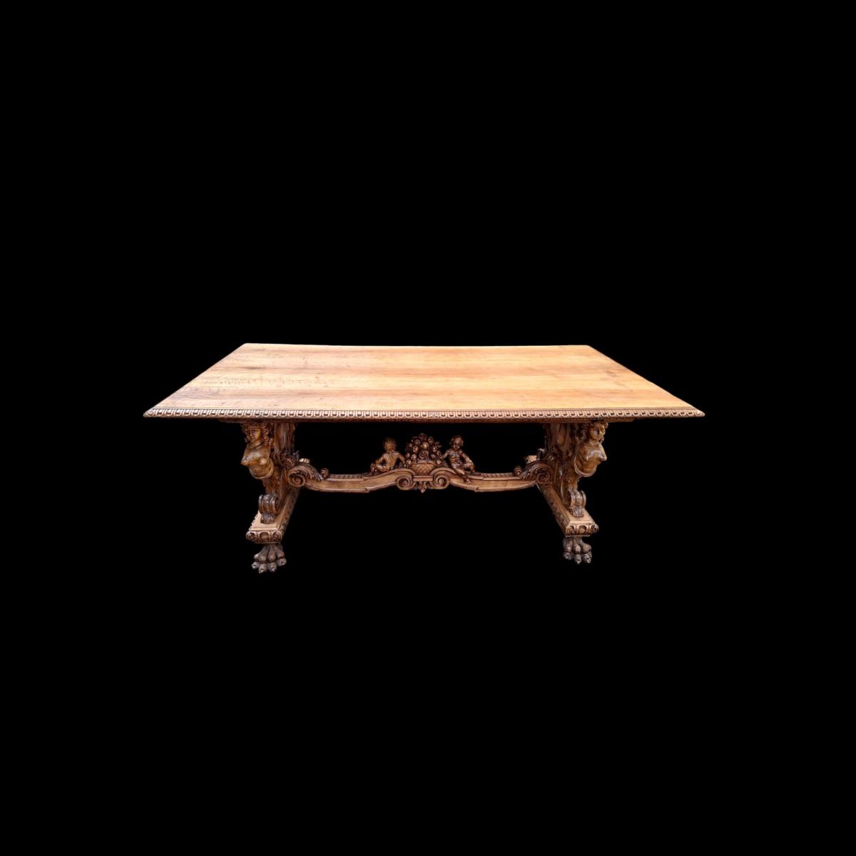 A Renaissance style walnut table.