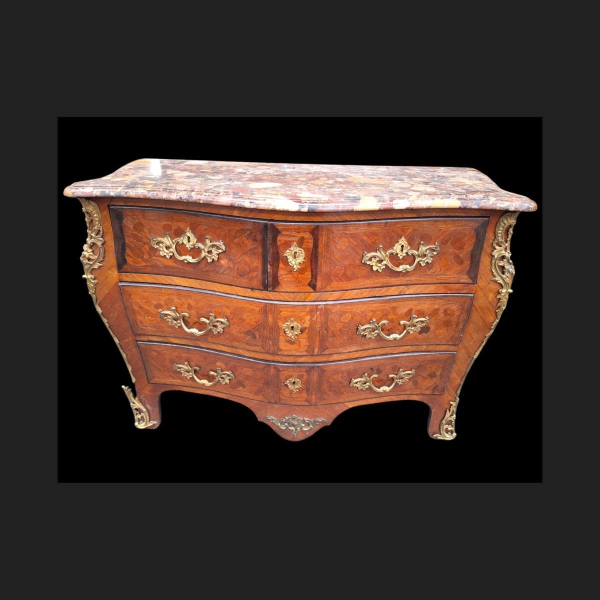  An 18th Century Chest Of Drawers In Marquetry Stamped Joseph Schmitz.