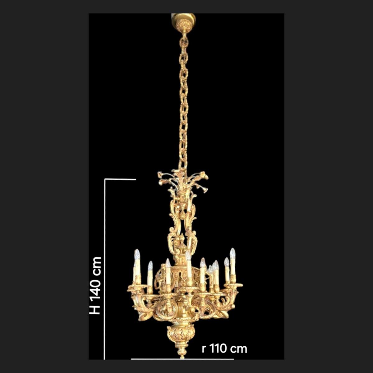 Bronze Louis XV style chandelier.