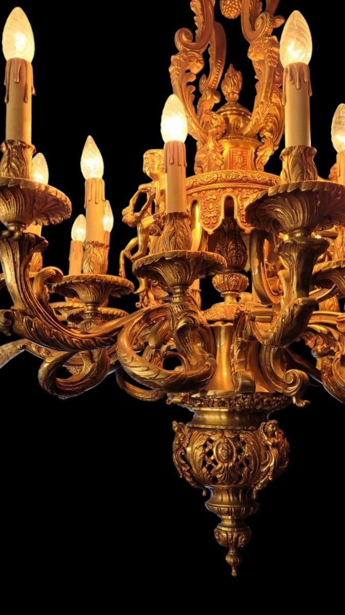 Bronze Louis XV style chandelier.