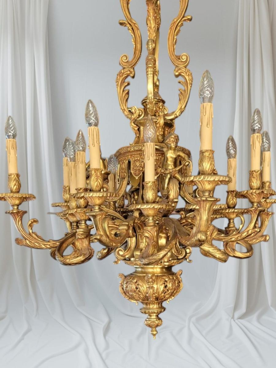 Bronze Louis XV style chandelier.