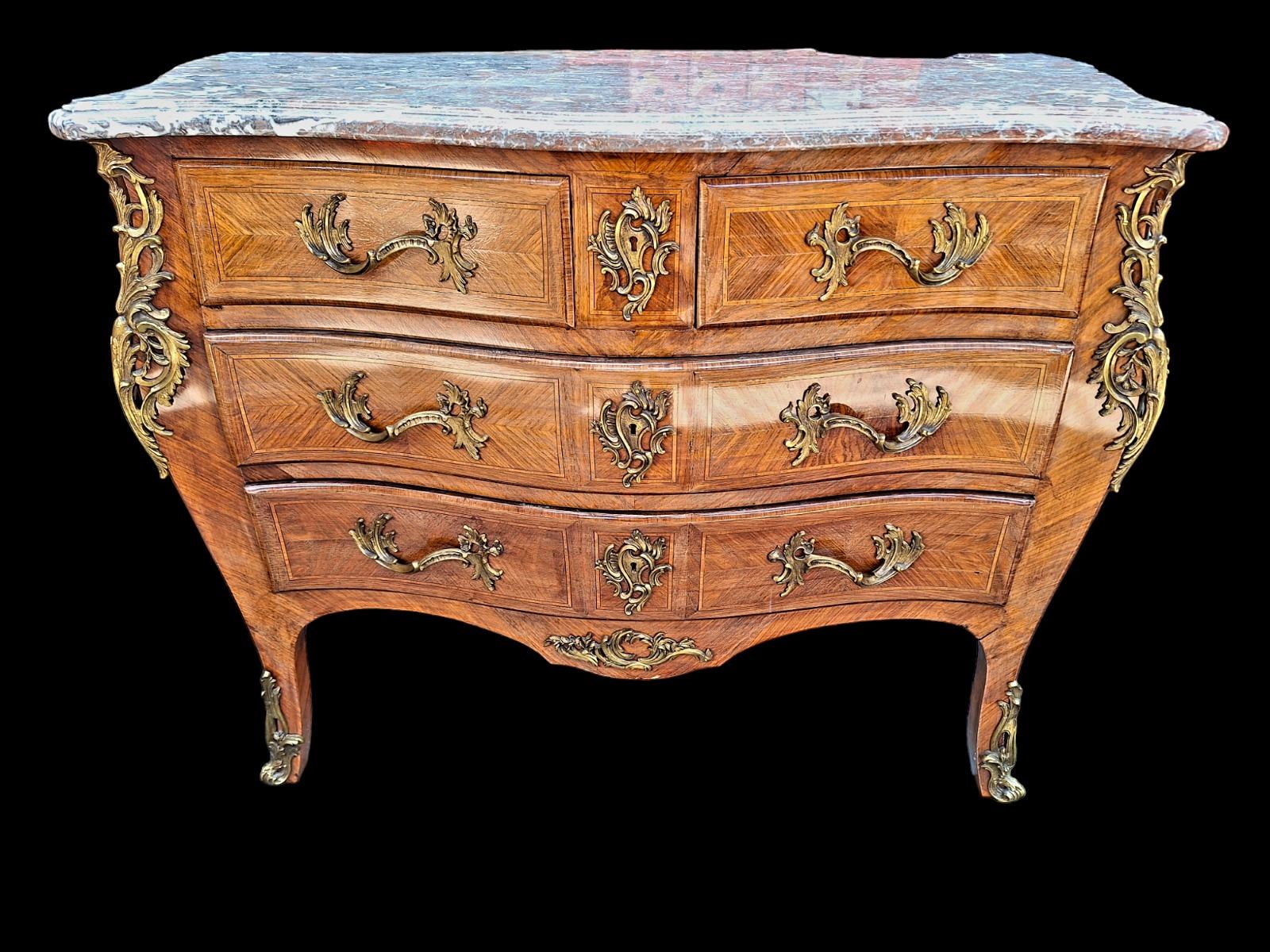 Commode Louis XV style marquetry