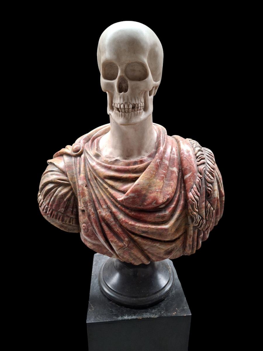 Marble bust Memento Mori.