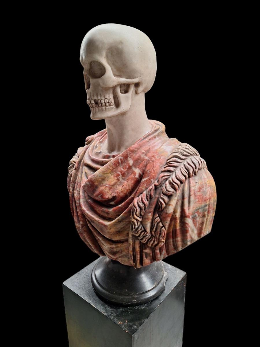 Marble bust Memento Mori.