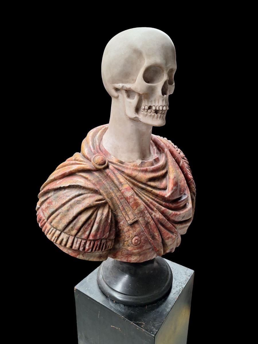 Marble bust Memento Mori.