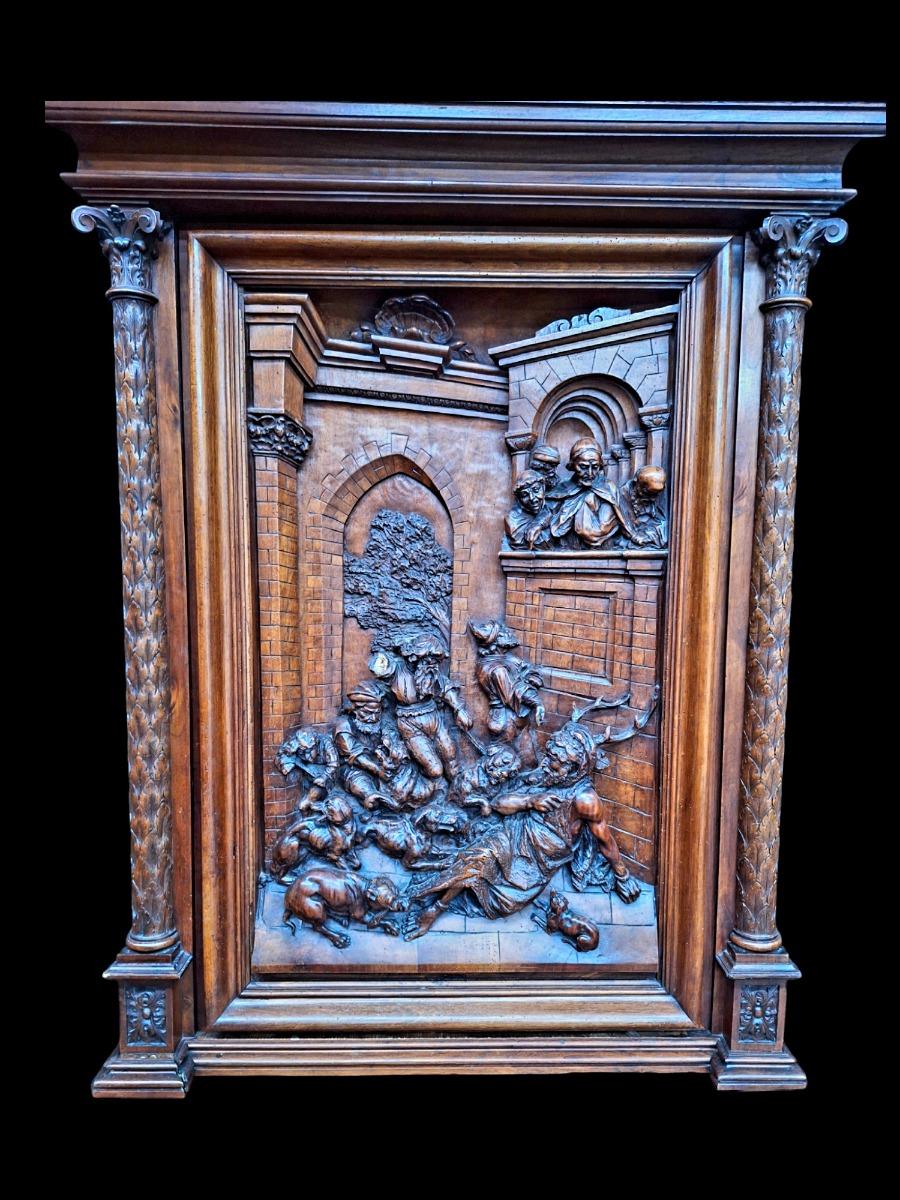 Monumental Neo-Renaissance style wallnut cabinet.