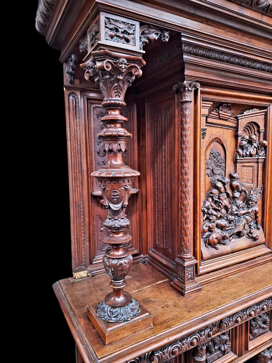 Monumental Neo-Renaissance style wallnut cabinet.