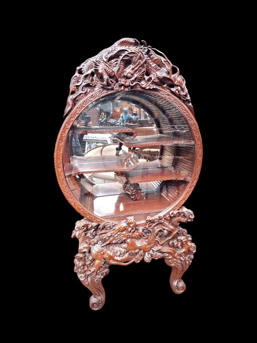 Oriental hardwood display cabinet