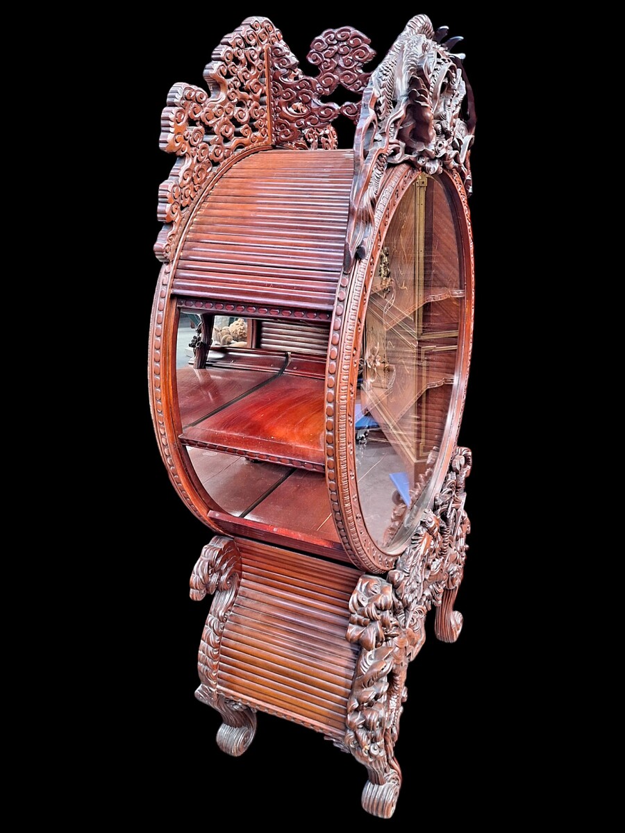 Oriental hardwood display cabinet