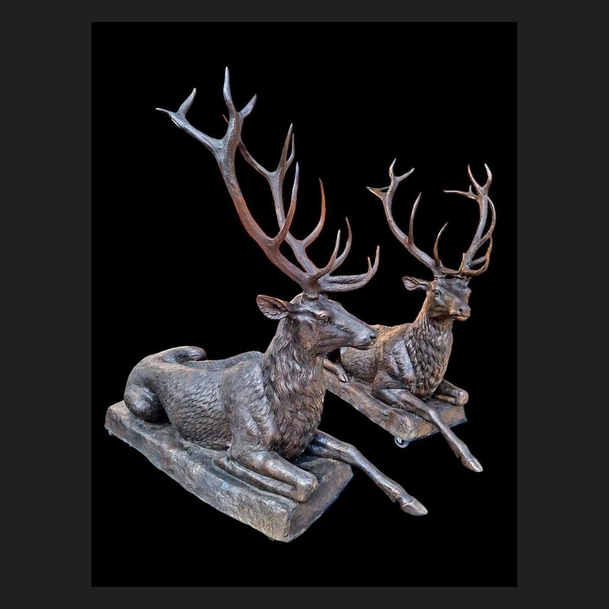 Pair of bronze antlers