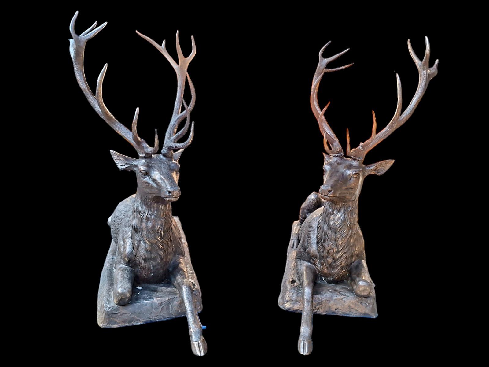 Pair of bronze antlers