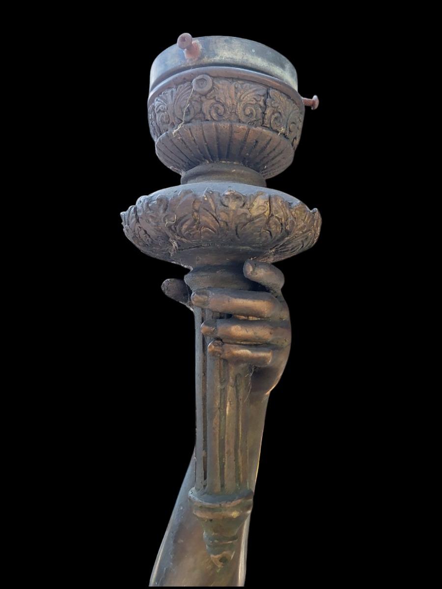 Paire of bronze torchères 