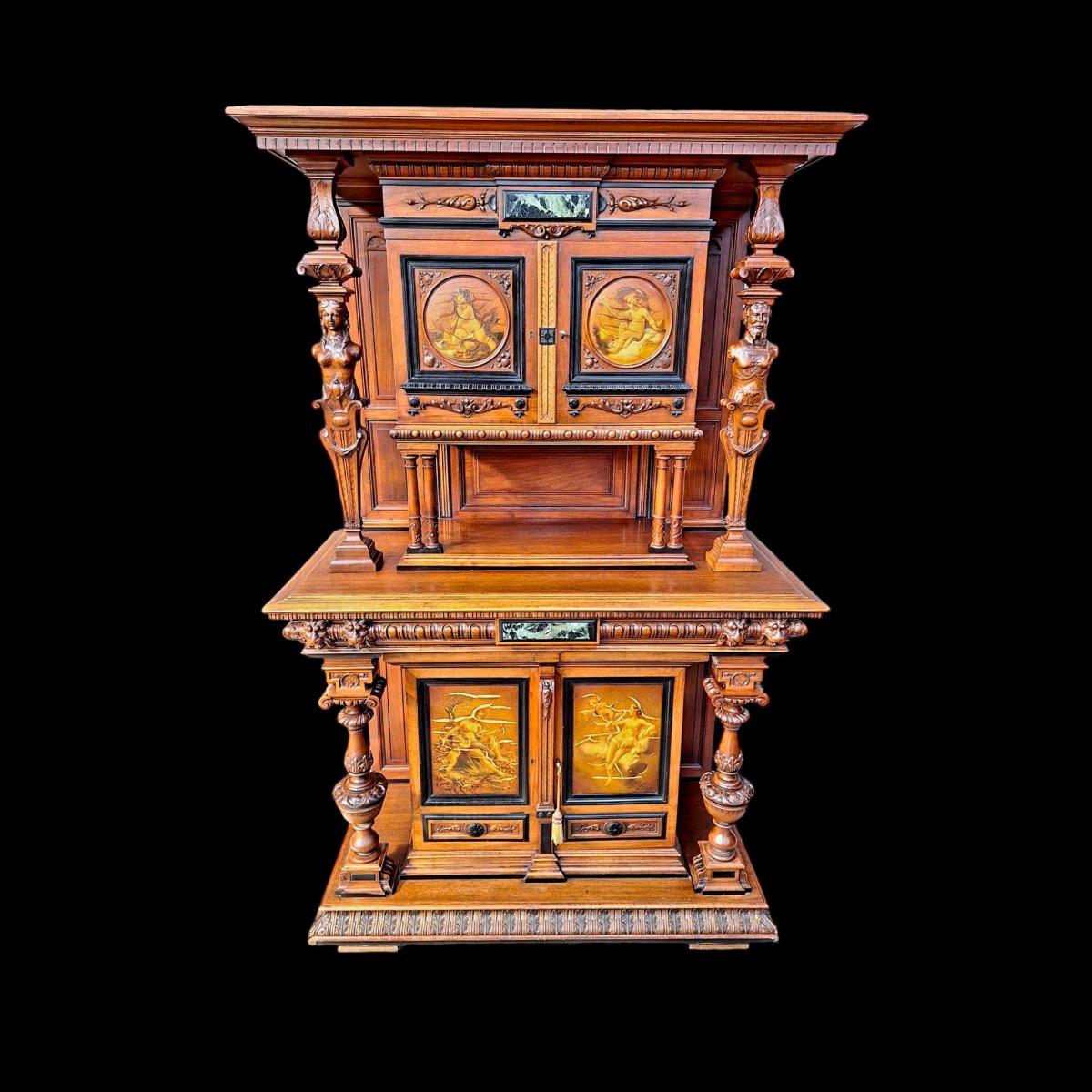 Renaissance style walnut cabinet.