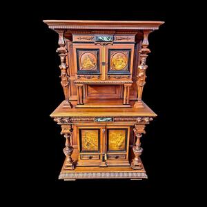 Renaissance style walnut cabinet.