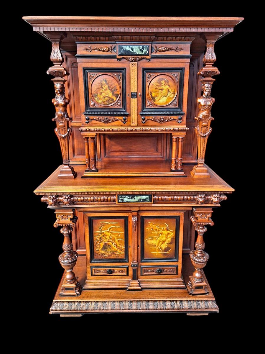 Renaissance style walnut cabinet.