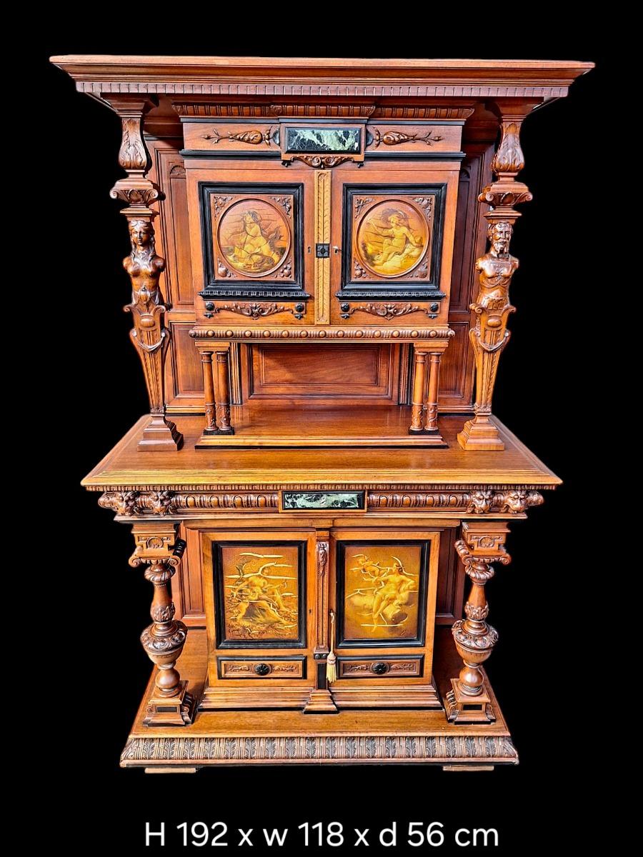 Renaissance style walnut cabinet.