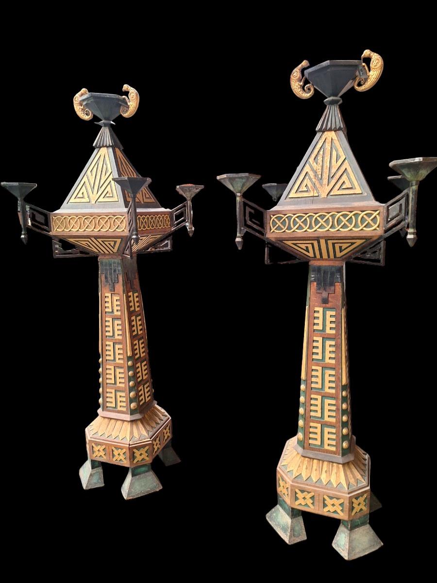 Unique pair of Art-Deco floor lamps 