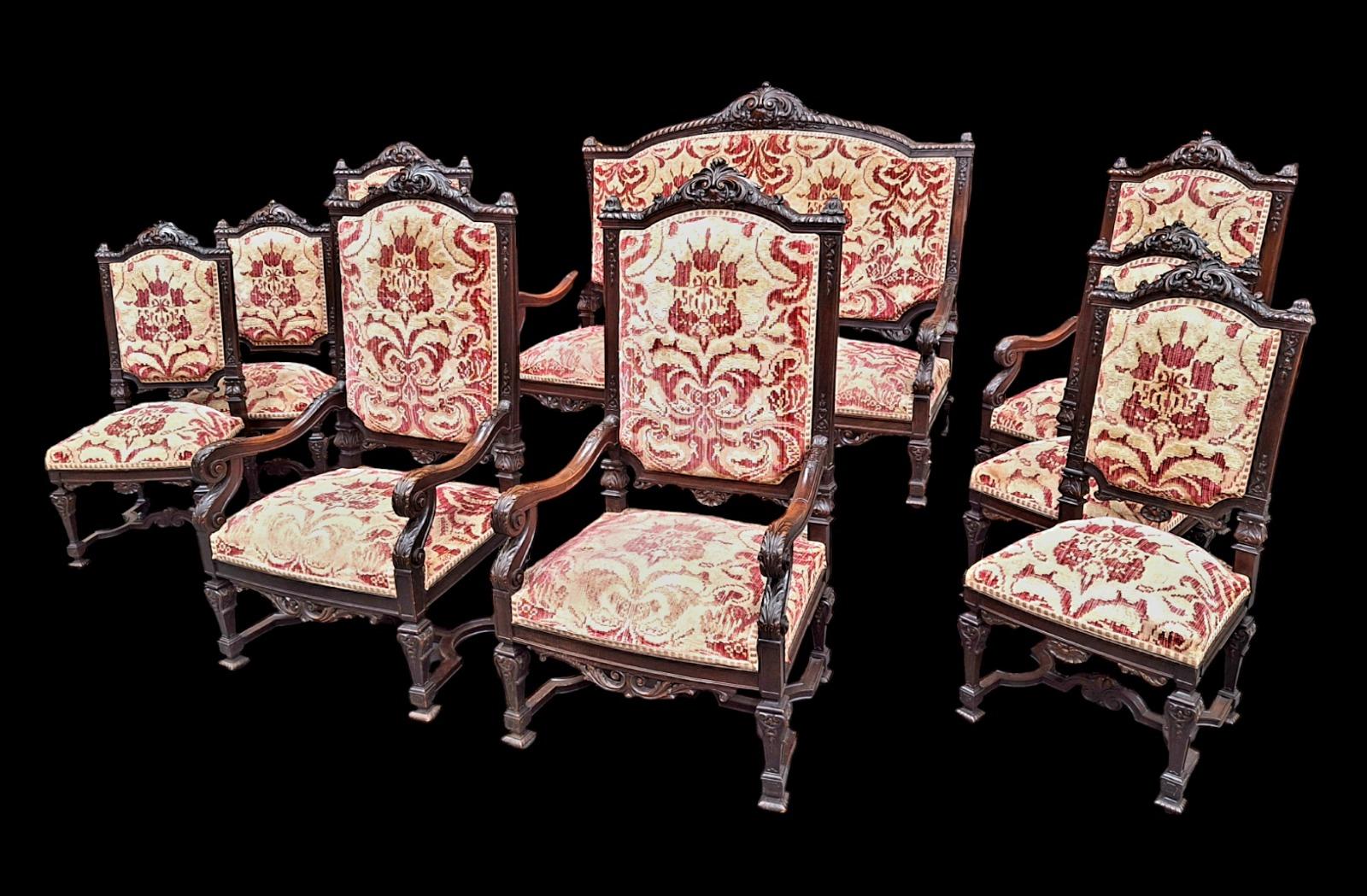 Wallnut Salon 9pc style Louis XIV