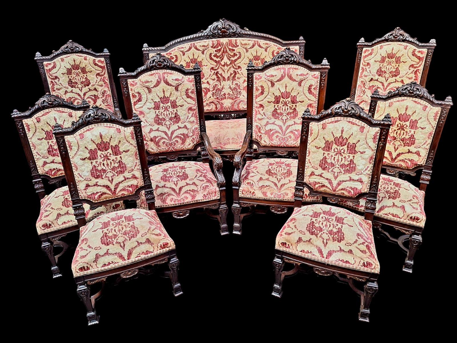 Wallnut Salon 9pc style Louis XIV